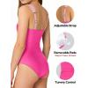 image:imagebeautyin Girls Swimsuit One Piece Bathing Suits Retro Square Neck Ruched Adjustable Strap Swimwear 716YPink