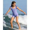 image:imagebeautyin Girls Swimsuit One Piece Ruffle Ruched Bathing Suit Adjustable Strap Swimwear for Teen GirlsPurple