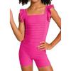 image:imageBeautyIn Girls Swimsuit Ruffle Ruched One Piece Bathing Suit Teen Girls SwimwearHot Pink