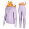 image:imagebeautyin Thermal Underwear for Kids Athletic Thermals Top and Bottom Set Boys Girls Long Johns Set Winter Base LayerPurple