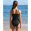 image:imagebeautyin Girls Swimsuit 2 Piece Criss Cross Tankini Sets V Neck Ruched Bathing Suit Adjustable Straps Teen SwimwearBlack