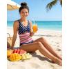image:imagebeautyin Girls Swimsuit 2 Piece Criss Cross Tankini Sets V Neck Ruched Bathing Suit Adjustable Straps Teen SwimwearFlag Print