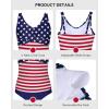 image:imagebeautyin Girls Swimsuit 2 Piece Criss Cross Tankini Sets V Neck Ruched Bathing Suit Adjustable Straps Teen SwimwearFlag Print