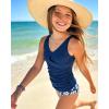 image:imagebeautyin Girls Swimsuit 2 Piece Criss Cross Tankini Sets V Neck Ruched Bathing Suit Adjustable Straps Teen SwimwearNavy