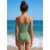 image:imagebeautyin Girls Swimsuit 2 Piece Teen Bathing Suits Ruched Tankini Set Solid Color Adjustable Swimwear 716YGreen