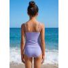 image:imagebeautyin Girls Swimsuit 2 Piece Teen Bathing Suits Ruched Tankini Set Solid Color Adjustable Swimwear 716YPurple
