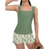 image:imagebeautyin Girls Tankini Swimsuit 2 Piece Bathing Suit Adjustable Straps Tween Tankini Swim Top amp Shorts Swimwear 716YGreen